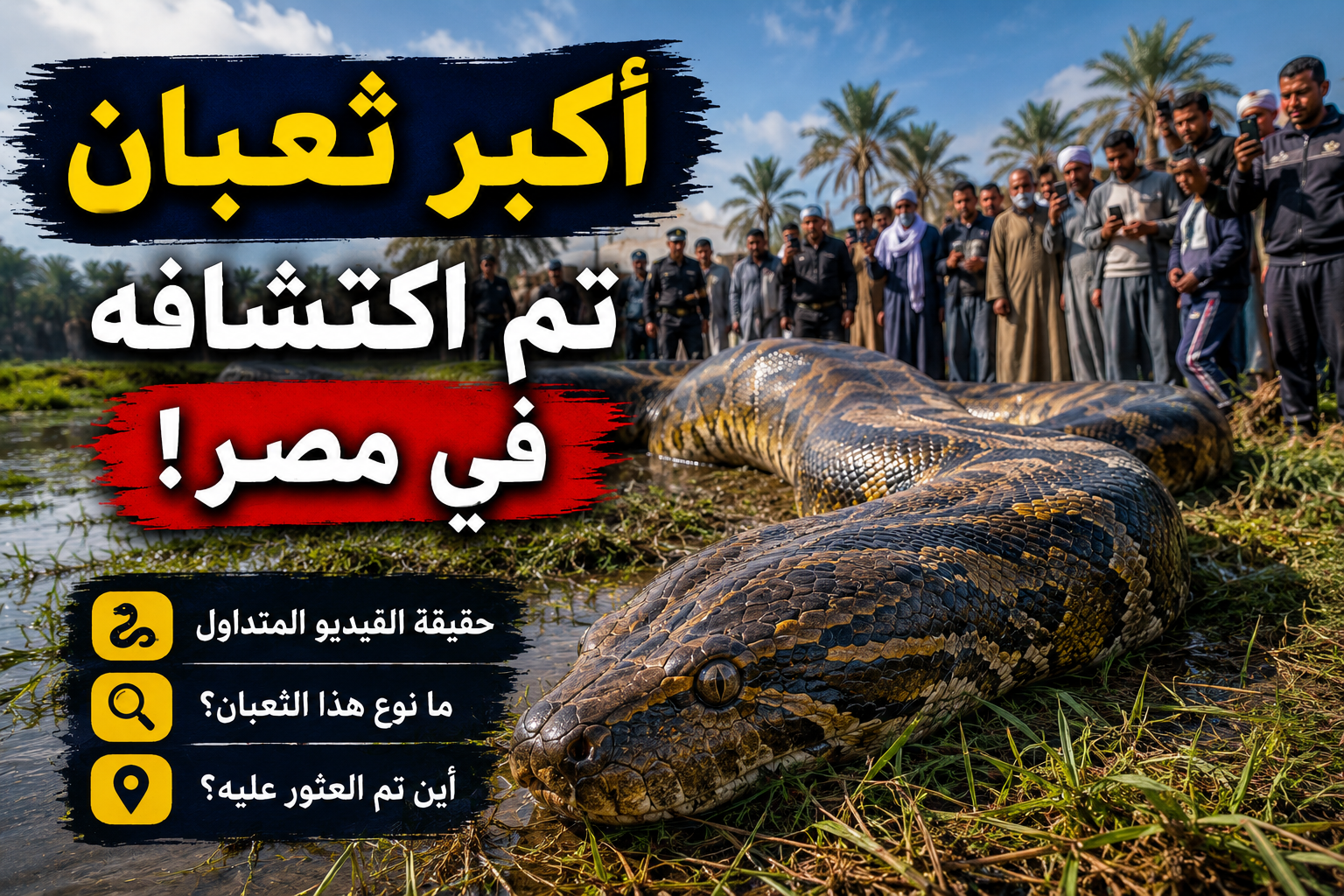 فيديو يُزعم أنه يرصد أكبر ثعبان في مصر يشعل مواقع التواصل.. ما القصة؟